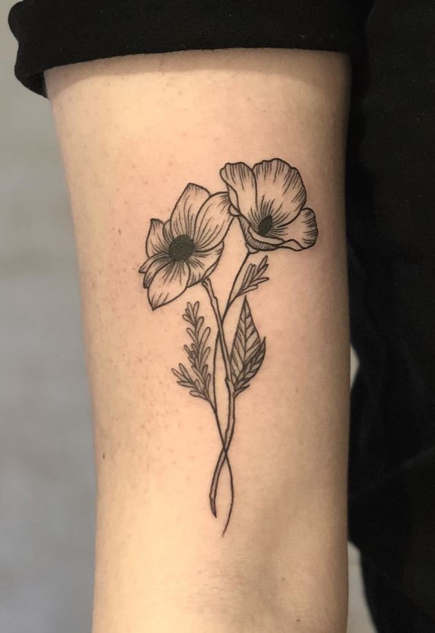 Black & Gray Flower Tattoo