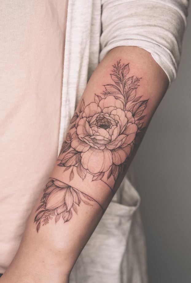 Awesome Black And Gray Flower Tattoo