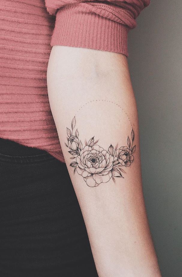 Flowers In Circle Tattoo