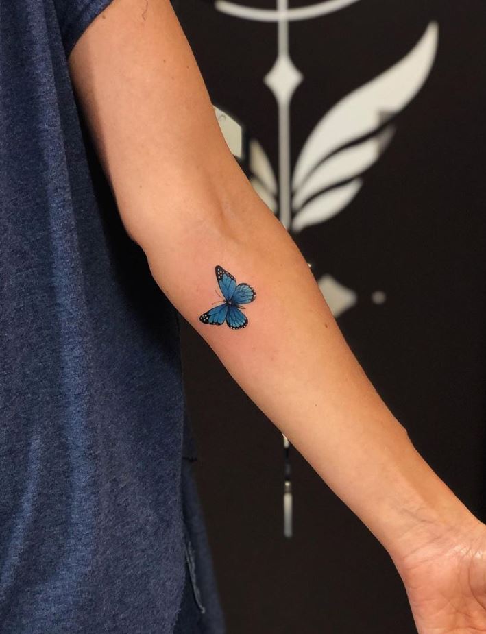 Small Blue Butterfly Tattoo
