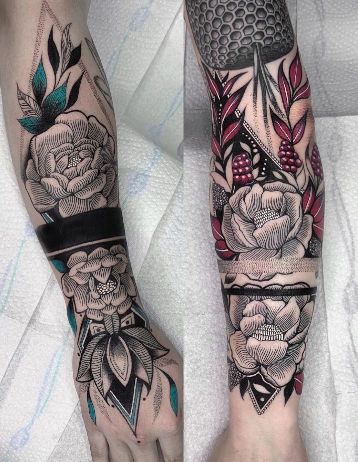 Freehand Floral Tattoo