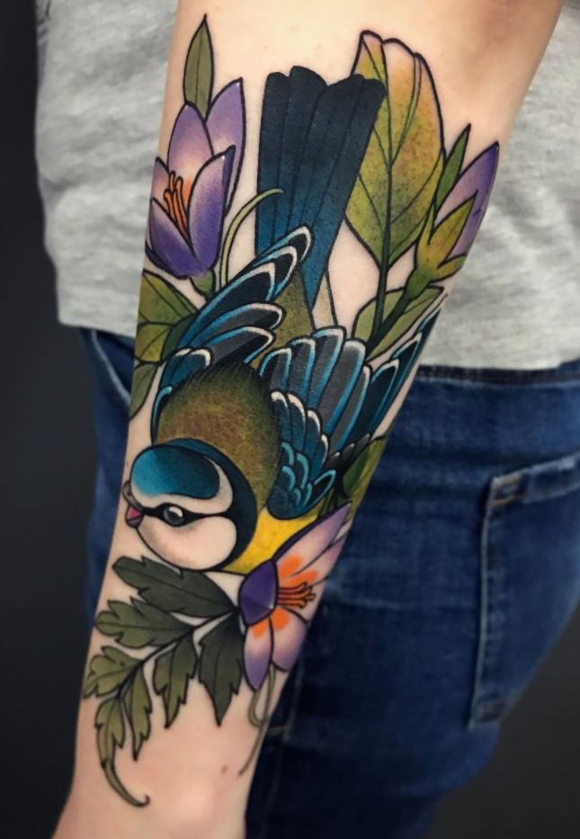 Blue Tit Bird Tattoo
