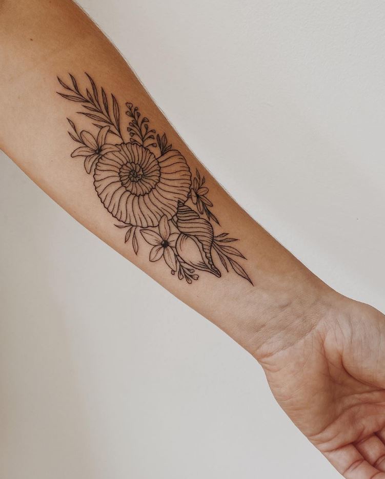 Floral Shell Tattoo