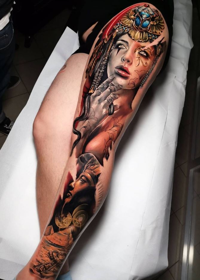 Cleopatra Sleeve Tattoo